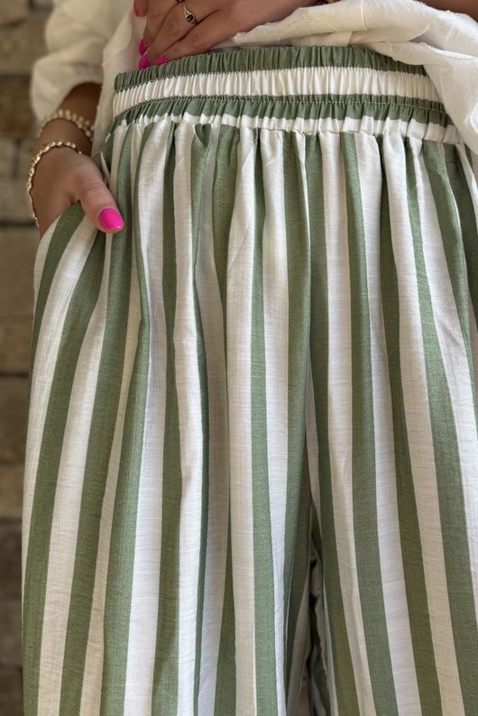 Mallow Stripe Wide Leg Pant Olive /40